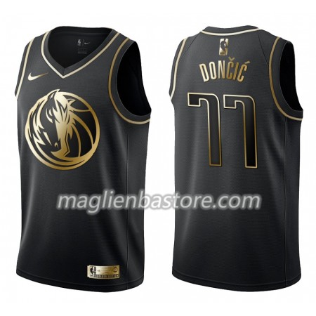 Maglia NBA Dallas Mavericks Luka Doncic Nike Nero Golden Edition Swingman - Uomo